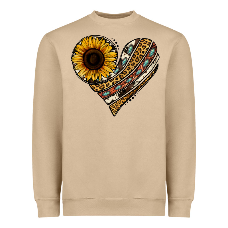 Western Sunflower Leopard Cowhide Heart Heavyweight Sweatshirt by Jasminsmagicworld | Teevron
