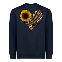 Navy western sunflower leopard cowhide heart Heavyweight Sweatshirt - Jasminsmagicworld