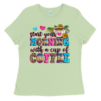 Matcha start your morning with a cup of coffee Ladies Tee - Zillion Design Studio