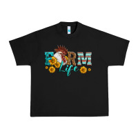 Black Western Farm Life Rooster Head Urban Heavy Tee - LillyAllenDesigns