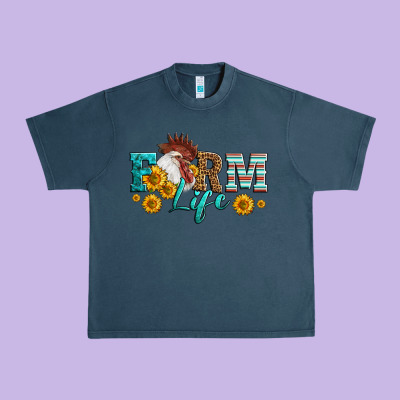 Western Farm Life Rooster Head Urban Heavy Tee Designed By Lillyallendesigns