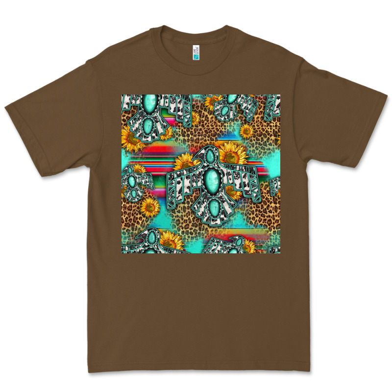 Western Turquoise Thunderbird Seamless Pattern Premium Tee by HRA Design Shop | Teevron