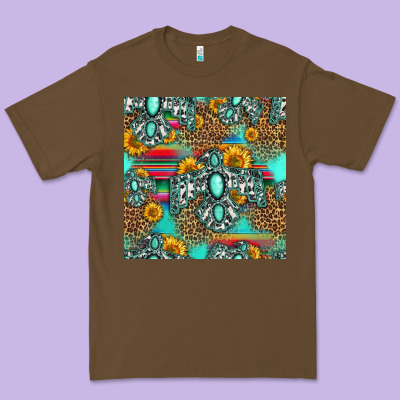 Western Turquoise Thunderbird Seamless Pattern Premium Tee Designed By Hra Design Shop