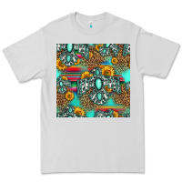 Dove Grey western turquoise thunderbird seamless pattern Premium Tee - HRA Design Shop