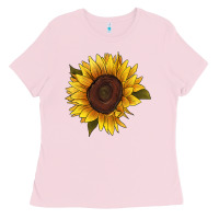 Bubblegum Pink sunflower Ladies Tee - RanaPortraitStore
