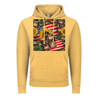 Vintage Mustard usa flag with army boot seamless pattern Vintage Hoodie - BundleAndBundleShop