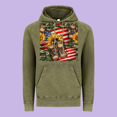Usa Flag With Army Boot Seamless Pattern Vintage Hoodie Designed By Bundleandbundleshop