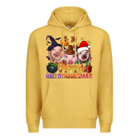Antique Gold Happy Hallothanksmas Pigs Premium Hoodie - NancyCooperArtShop