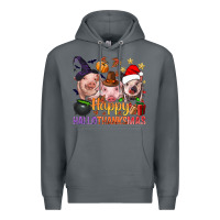 Rock Happy Hallothanksmas Pigs Premium Hoodie - NancyCooperArtShop