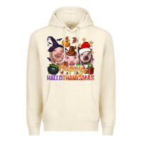 Sandshell Happy Hallothanksmas Pigs Premium Hoodie - NancyCooperArtShop