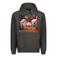 Smoke Happy Hallothanksmas Pigs Premium Hoodie - NancyCooperArtShop