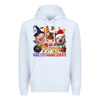 White Happy Hallothanksmas Pigs Premium Hoodie - NancyCooperArtShop