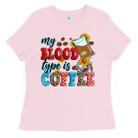 Bubblegum Pink my blood type is coffee Ladies Tee - Zillion Design Studio