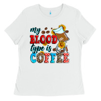 White my blood type is coffee Ladies Tee - Zillion Design Studio