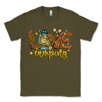 Army Green Love Camping Classic Tee - CowhideDigitalArt