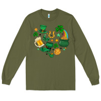 Army Green st. patrick heart doodle Long Sleeve Tee - MaliasSmallBusiness