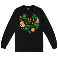 Black st. patrick heart doodle Long Sleeve Tee - MaliasSmallBusiness