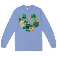 Colony Blue st. patrick heart doodle Long Sleeve Tee - MaliasSmallBusiness