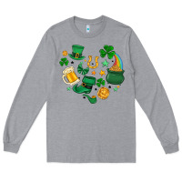 Heather Grey st. patrick heart doodle Long Sleeve Tee - MaliasSmallBusiness