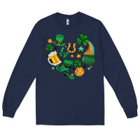 Navy st. patrick heart doodle Long Sleeve Tee - MaliasSmallBusiness