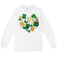 White st. patrick heart doodle Long Sleeve Tee - MaliasSmallBusiness
