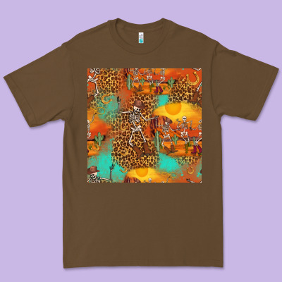 Western Skeleton Seamless Pattern Premium Tee Designed By Hra Design Shop