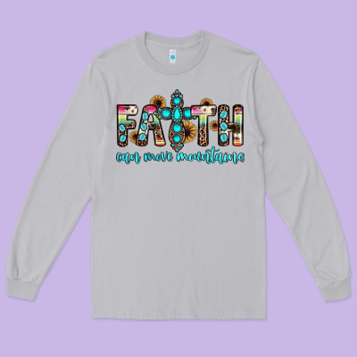 Faith Can Move Mountains Long Sleeve Tee Designed By Jahusdesignshop