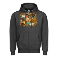 Charcoal Heather fall pumpkin background Zipper Hoodie - BundleAndBundleShop