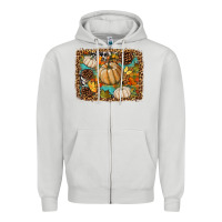 Dove Grey fall pumpkin background Zipper Hoodie - BundleAndBundleShop