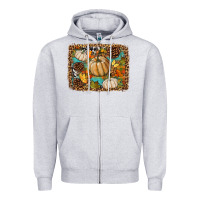 Heather Grey fall pumpkin background Zipper Hoodie - BundleAndBundleShop