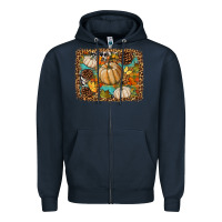 Navy fall pumpkin background Zipper Hoodie - BundleAndBundleShop