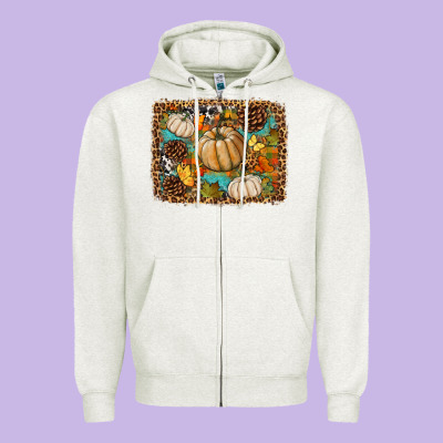 Fall Pumpkin Background Zipper Hoodie Designed By Bundleandbundleshop