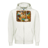 Oatmeal Heather fall pumpkin background Zipper Hoodie - BundleAndBundleShop