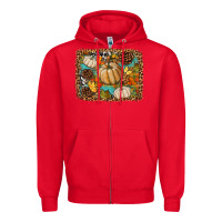 Red fall pumpkin background Zipper Hoodie - BundleAndBundleShop