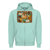 Seafoam fall pumpkin background Zipper Hoodie - BundleAndBundleShop