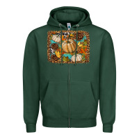 Sports Green fall pumpkin background Zipper Hoodie - BundleAndBundleShop