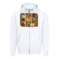 White fall pumpkin background Zipper Hoodie - BundleAndBundleShop