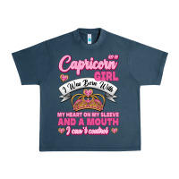 Midnight Navy As A Capricorn Girl I Was Born With My Heart On My Sleeve And A Mouth Urban Heavy Tee - Jasminsmagicworld