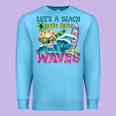 Life's A Beach Make Some Waves Premium Sweatshirt Designed By Nancycooperartshop