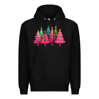 Black christmas tress with lights Premium Hoodie - texasbilliewilder