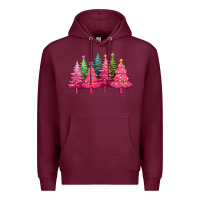 Burgundy christmas tress with lights Premium Hoodie - texasbilliewilder