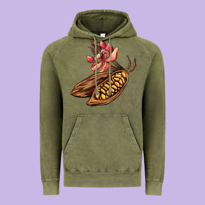 Cacao Beans And Flowers Vintage Hoodie Designed By Adodesignshop