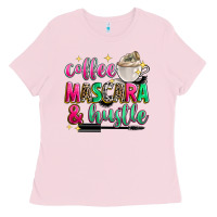 Bubblegum Pink coffee mascara and hustle Ladies Tee - Zillion Design Studio