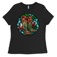 Black Christmas Cowboy Boots Ladies Tee - RanaPortraitStore
