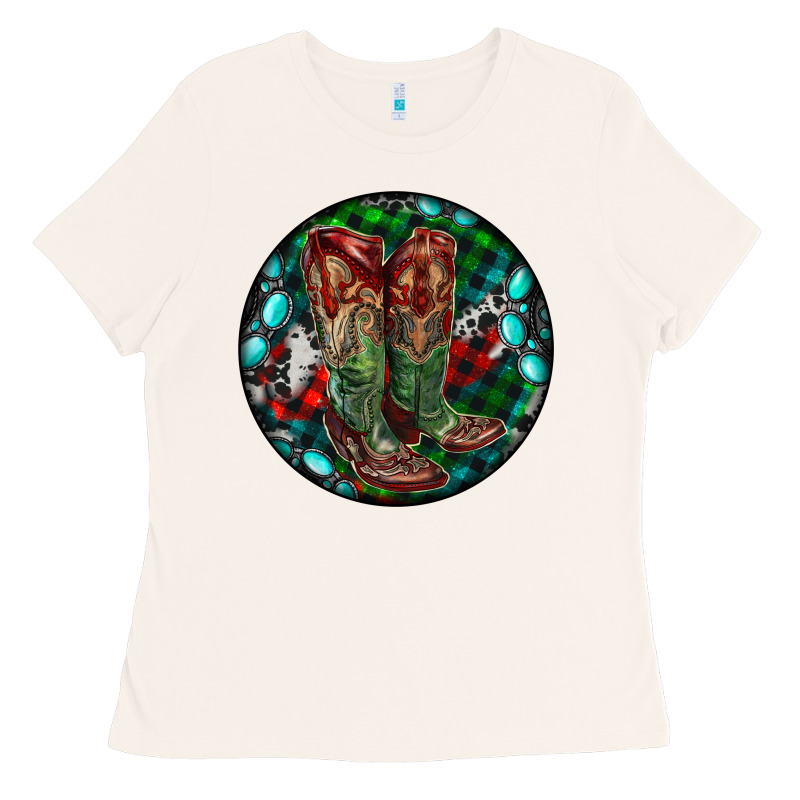 Christmas Cowboy Boots Ladies Tee by RanaPortraitStore | Teevron