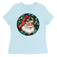 Baby Blue Christmas Santa Claus Ladies Tee - RanaPortraitStore