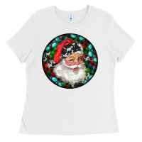 White Christmas Santa Claus Ladies Tee - RanaPortraitStore