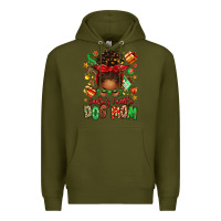 Army Green santas favorite dog mom afro messy bun Premium Hoodie - texasbilliewilder