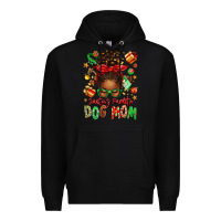 Black santas favorite dog mom afro messy bun Premium Hoodie - texasbilliewilder