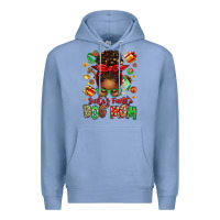 Colony Blue santas favorite dog mom afro messy bun Premium Hoodie - texasbilliewilder
